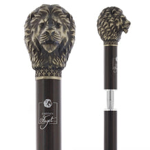 24K Gold Plated Lion Head Walking Stick With Black Beechwood