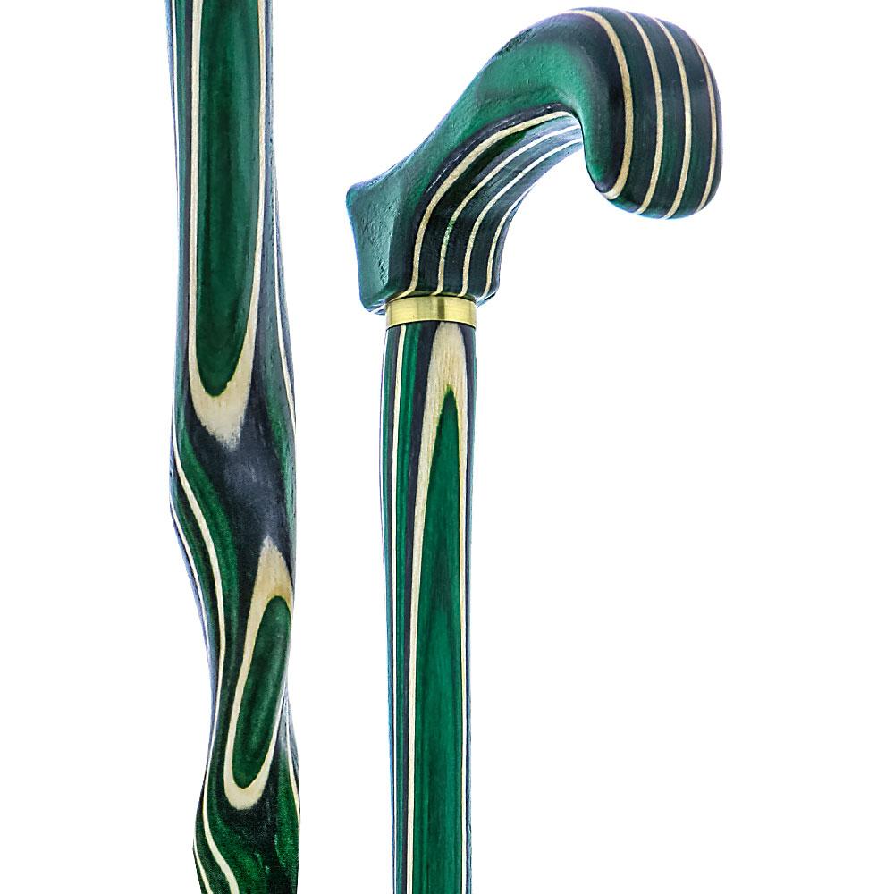 Highlander Green Colortone Classic Derby Handle Walking Cane With lami