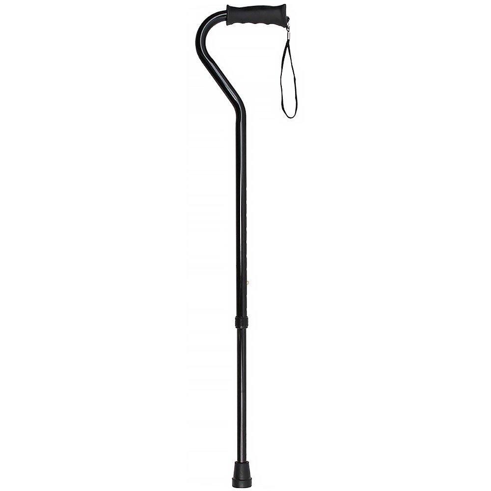 Black Aluminum Adjustable Offset Walking Cane w/ SafeTbase