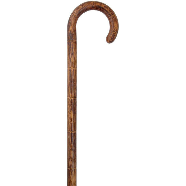 Oak Tourist Handle Walking Cane With Notched And Scorched Oak Shaft 2833
