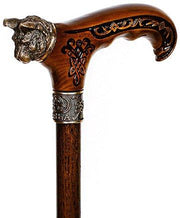 24K Gold Plated Lion Head Walking Stick With Black Beechwood