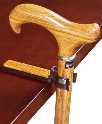 Auto Flip-Up Olive Wood Cane Holder: Easy Store-Away Design