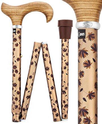 Folding Cane Zebrano Derby Handle Walking Cane With Adjustable Aluminum and Silver Collar