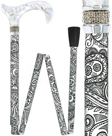 Black and White Diamond and Pearl Series With White Rhinestones Cane, Non  Folding, Elegance Fashion Canes, Walking Cane for Women -  Canada