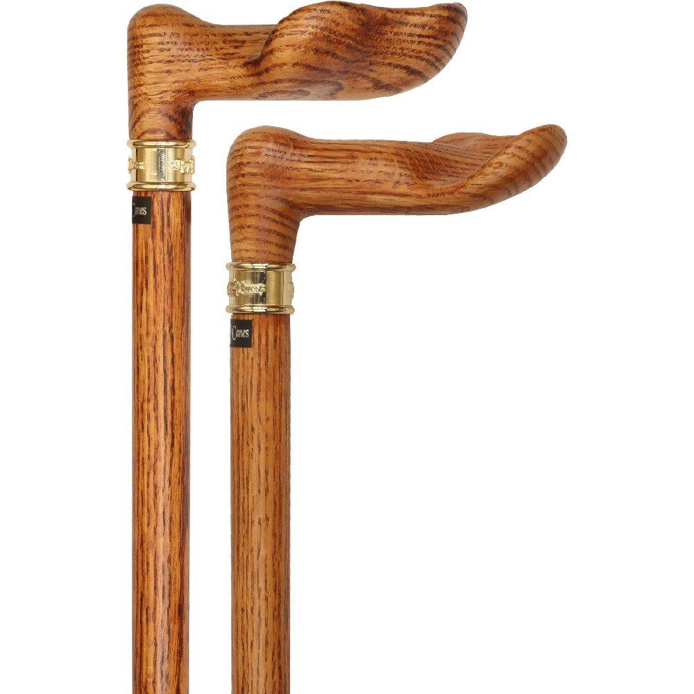 Oak Palm Grip Walking Cane With Oak Wood Shaft And Brass Collar 9090