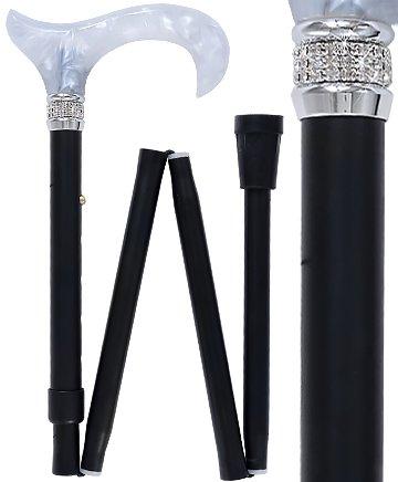 Black Pearlz Folding Adjustable Designer Derby Walking Cane with