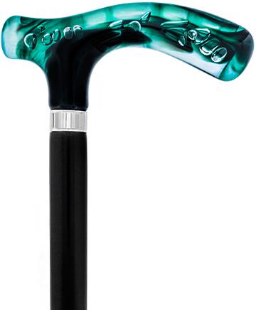 CWC4170ROY Adjustable Rhinestone Cane - Turquoise Blue 31-38” Adjustable  Height with Aluminum Shaft. Functional Grip Handle