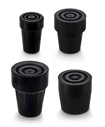 Black Steel Inserted Rubber Cane Tip - Available in 4 Sizes