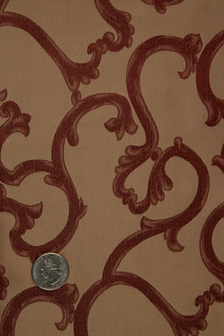 Red Brown Silk Jacquard 003 Fabric