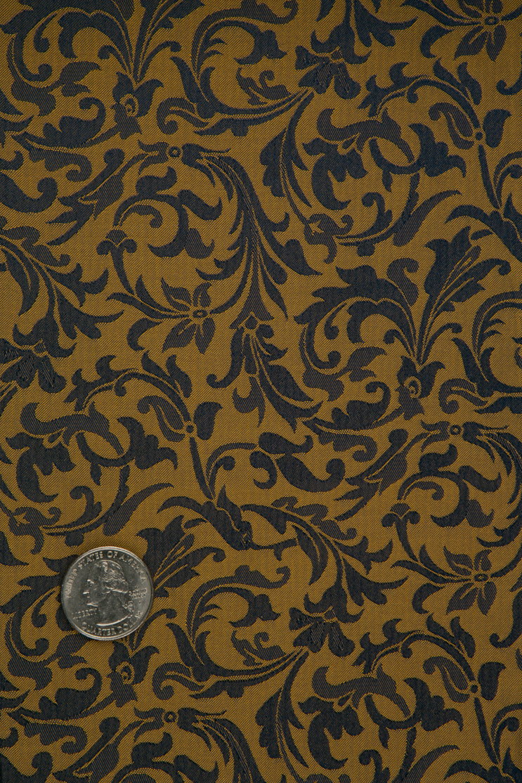 Blue Gold Silk Jacquard 038 Fabric