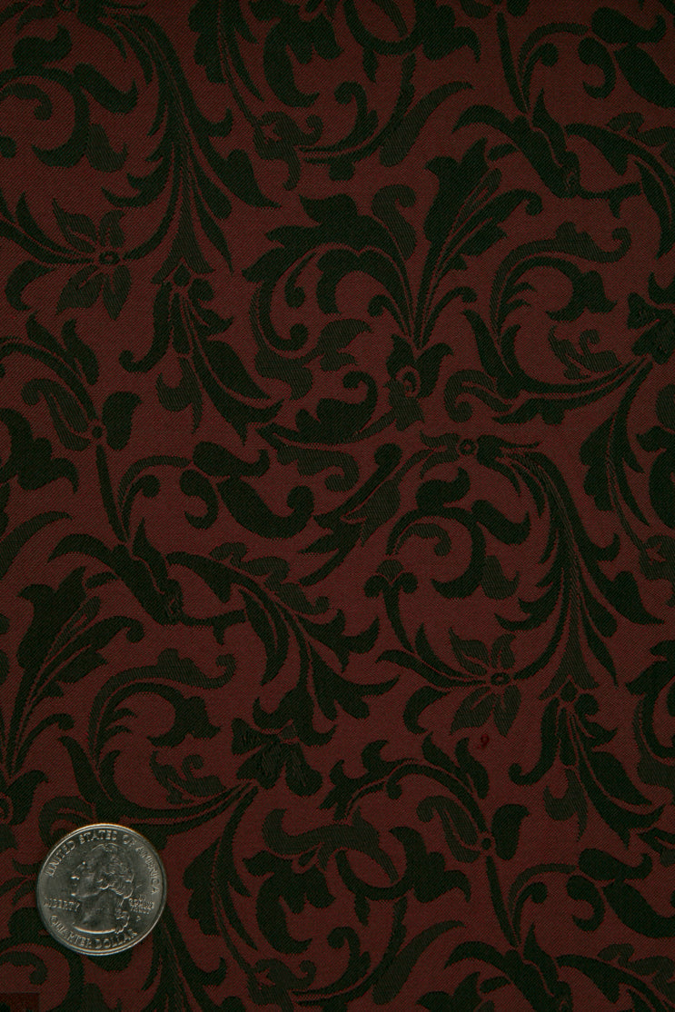 Black Red Silk Jacquard 086 Fabric