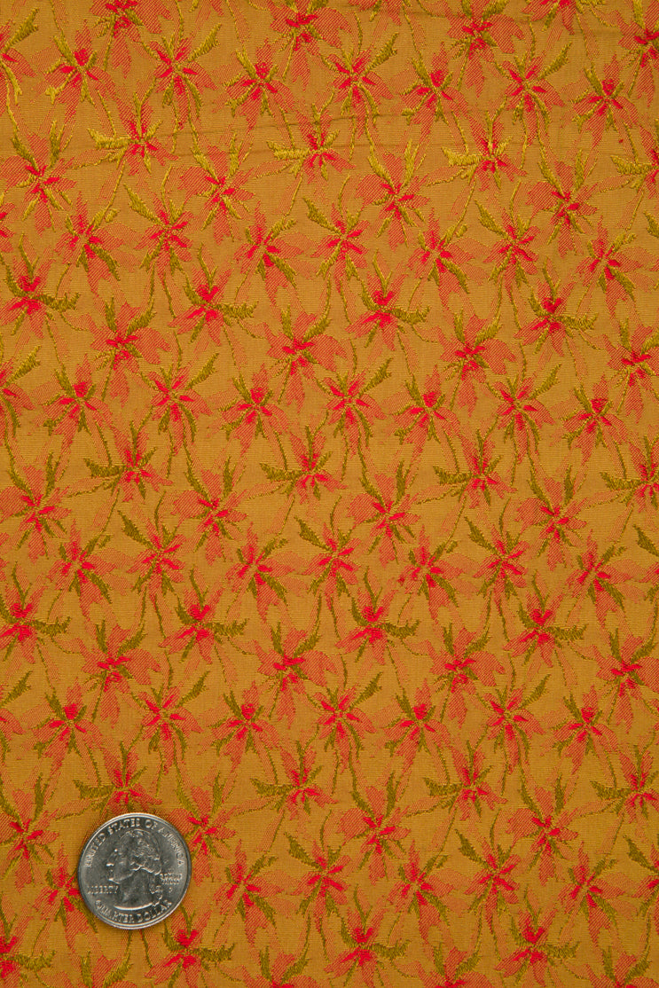 Golden Red Silk Jacquard 096 Fabric