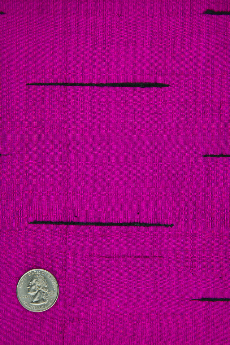 Purple Black Striped Silk Shantung 126 Fabric