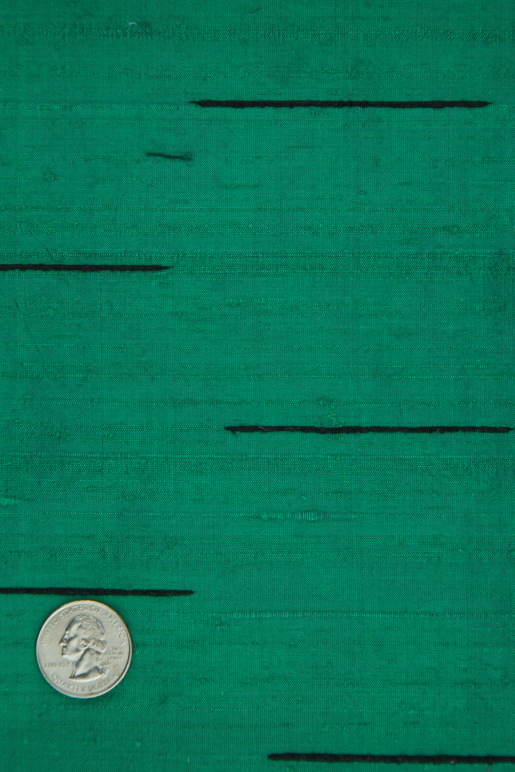Green Black Striped Silk Shantung 127 Fabric