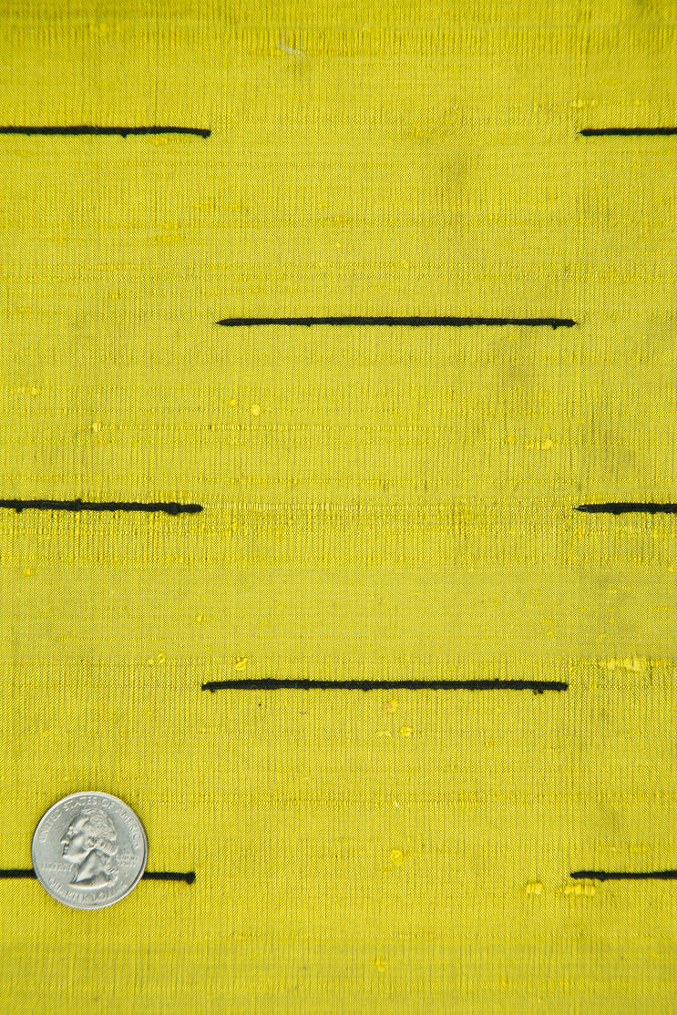 Yellow Black Striped Silk Shantung 130 Fabric