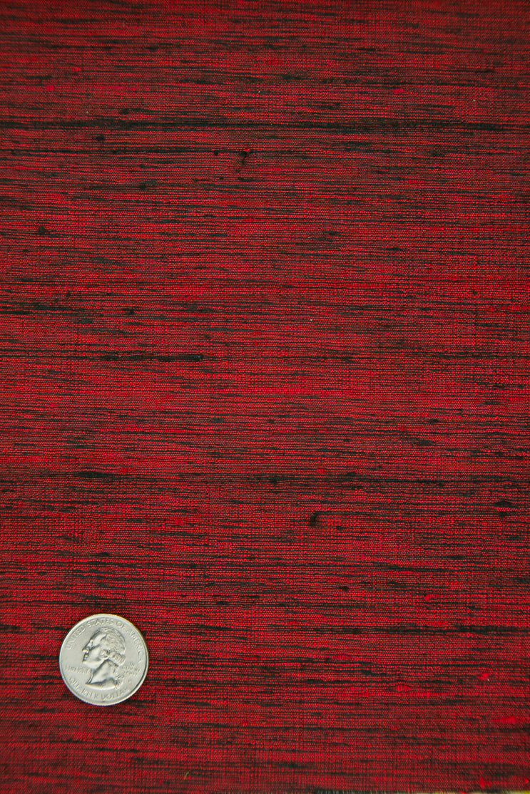 Red Black Silk Shantung 141/7 Fabric