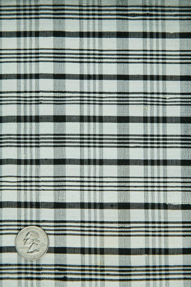 Black White Plaid Silk Shantung 152 Fabric