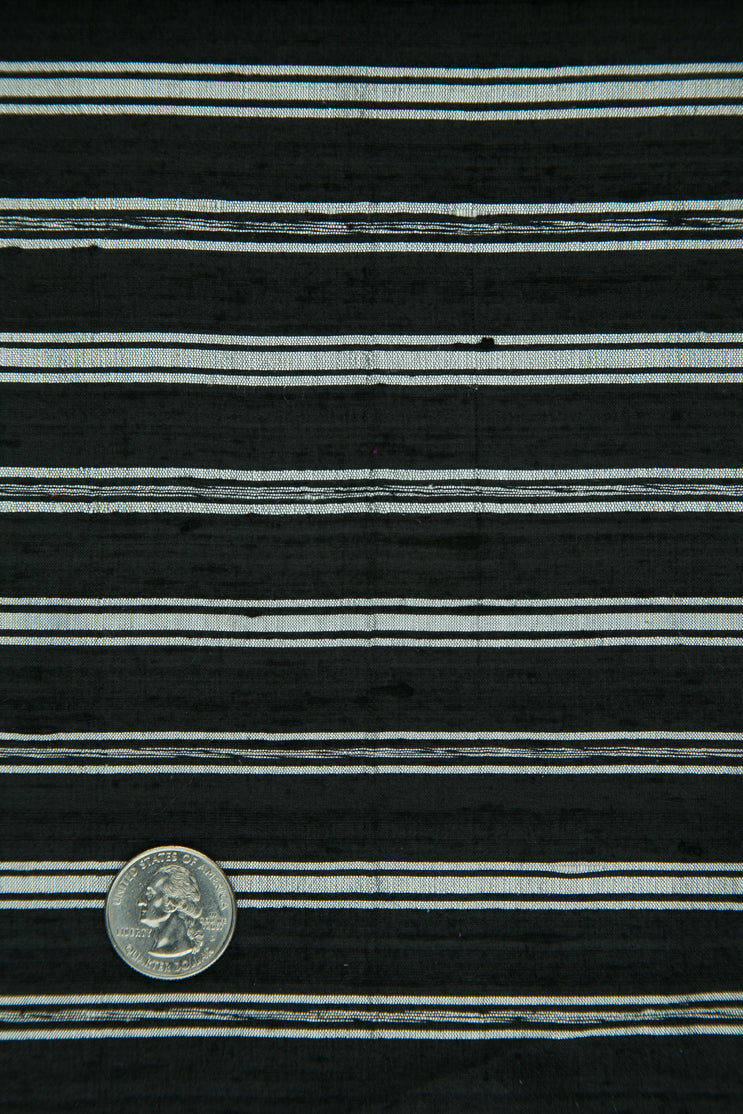 Black Silver Silk Shantung 167 Fabric