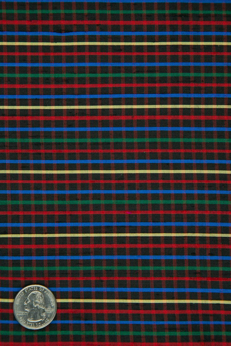 Multicolor Plaid Silk Shantung 178 Fabric