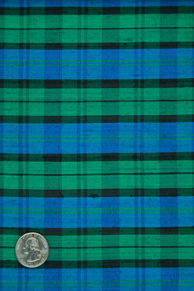 Multicolor Plaid Silk Shantung 180 Fabric