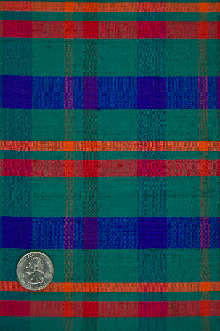 Multicolor Plaid Silk Shantung 188 Fabric