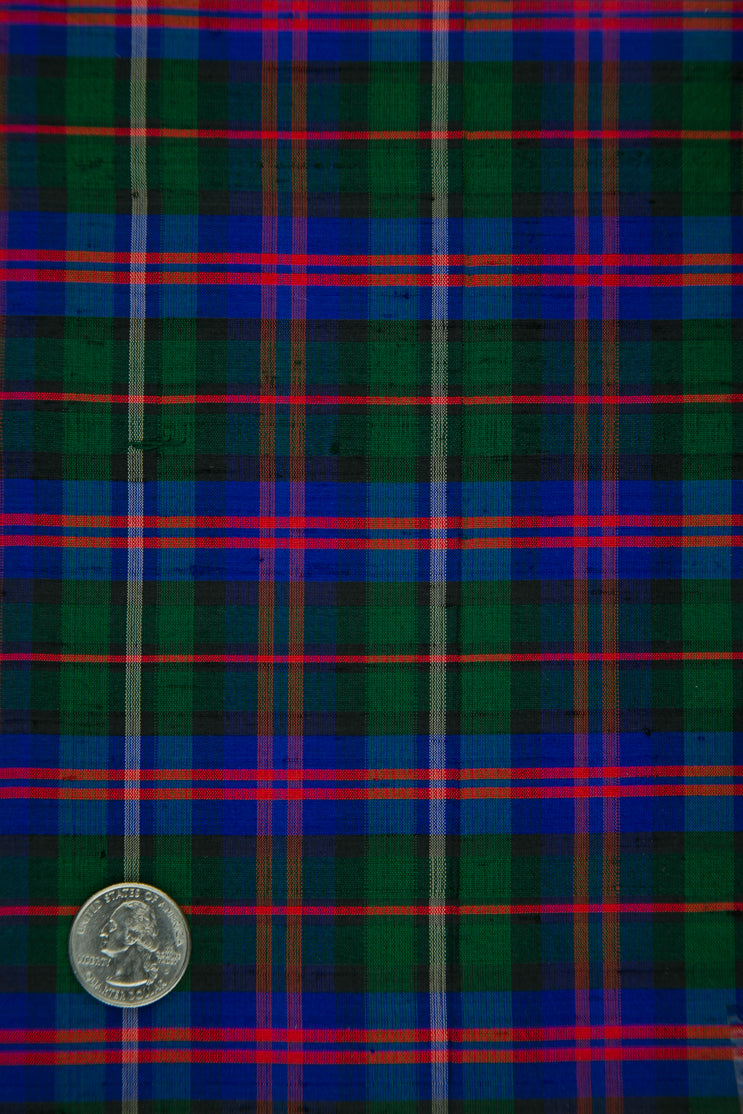 Multicolor Tartan Plaid Silk Shantung 200 Fabric