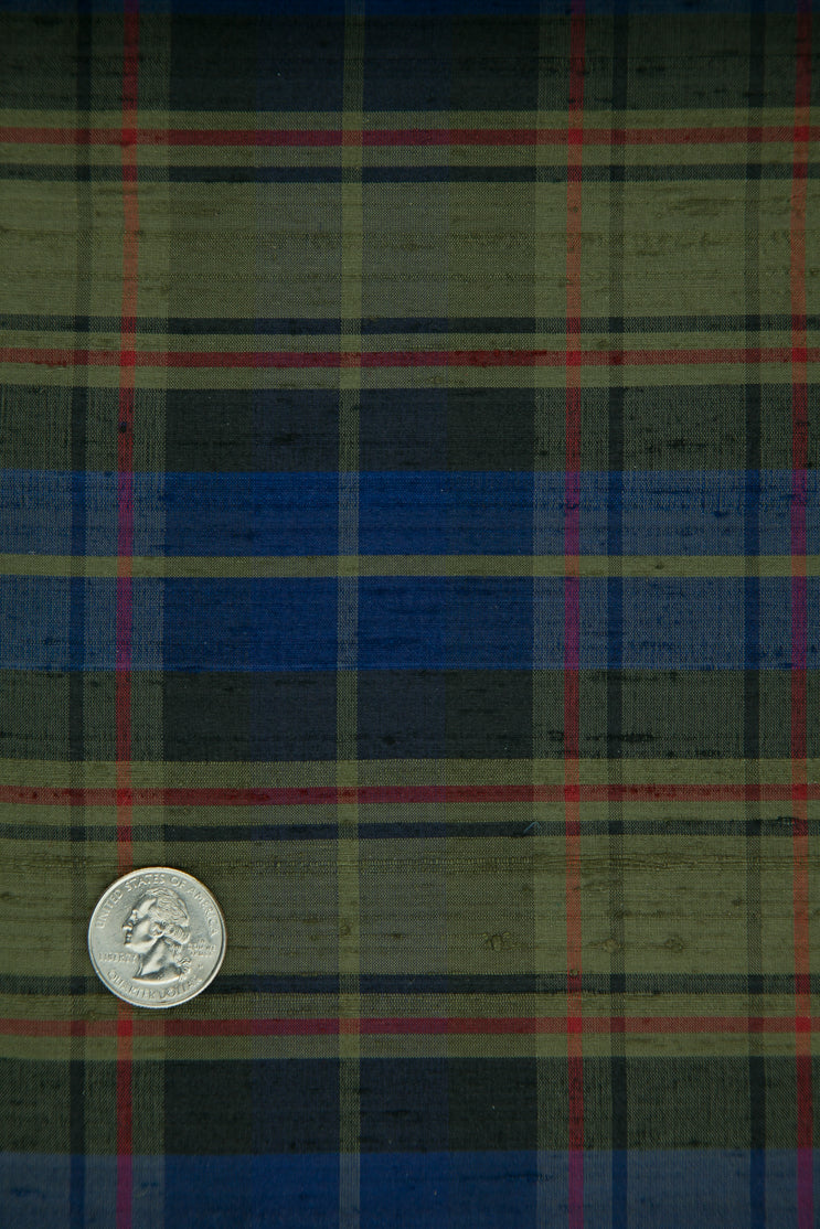 Multicolor Tartan Plaid Silk Shantung 206 Fabric