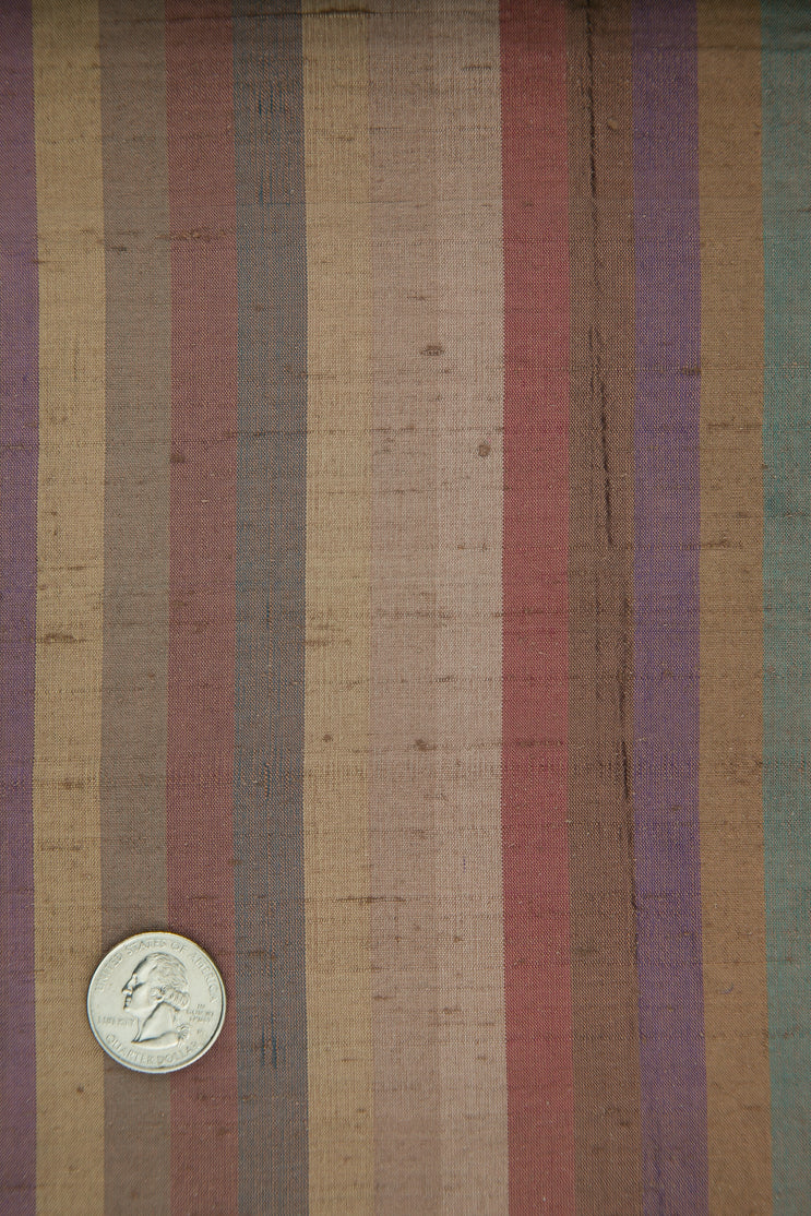 Multicolor Striped Silk Shanting 208 Fabric