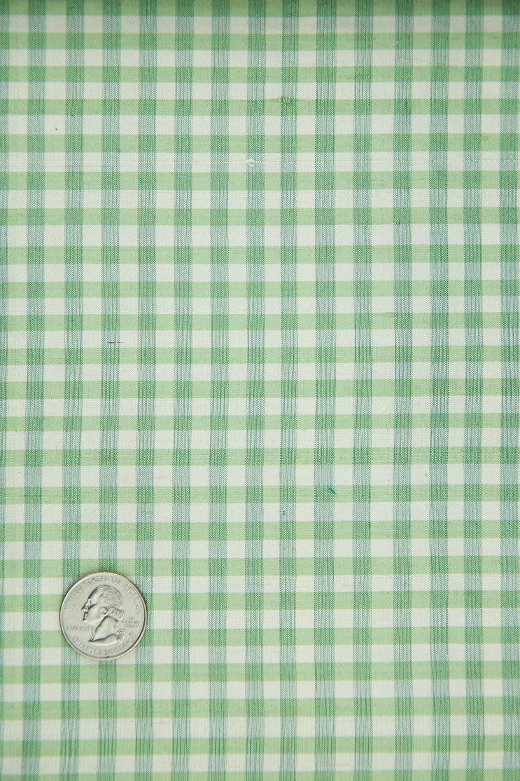 Green White Plaid Silk Shantung 212 Fabric