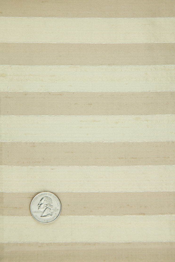 Beige Striped Silk Shanting 230 Fabric