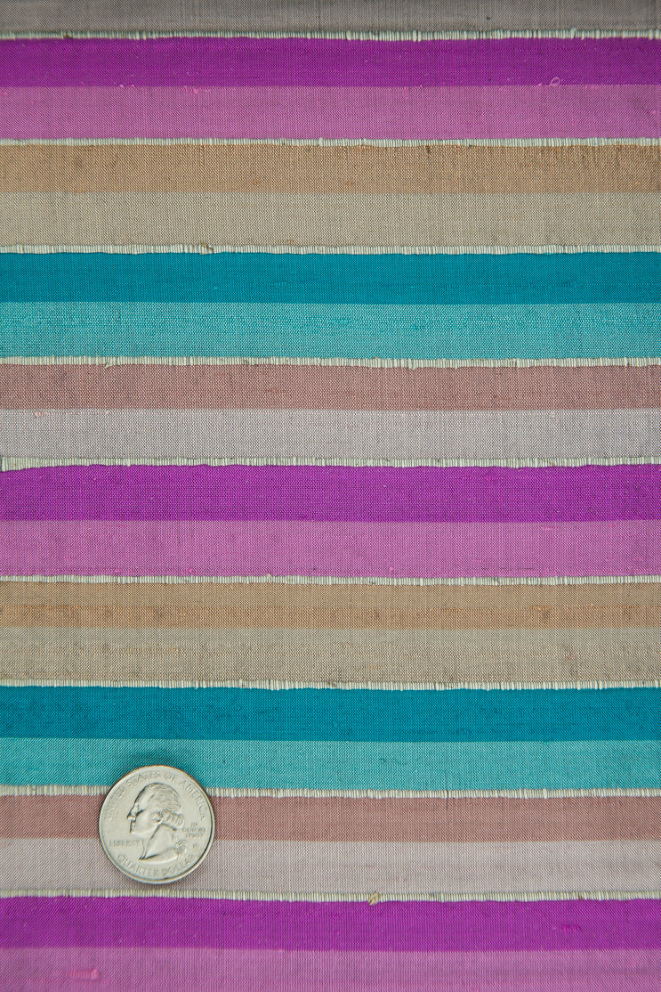 Multicolor Striped Silk Shanting 265 Fabric