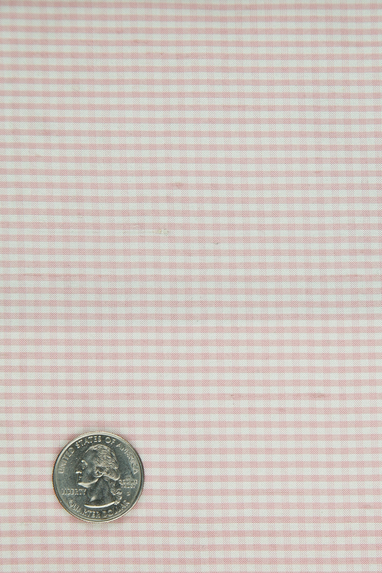 White Rose Tan Gingham Shantung 299 Fabric