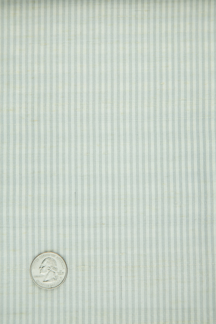 White Silver Striped Silk Shantung 356 Fabric