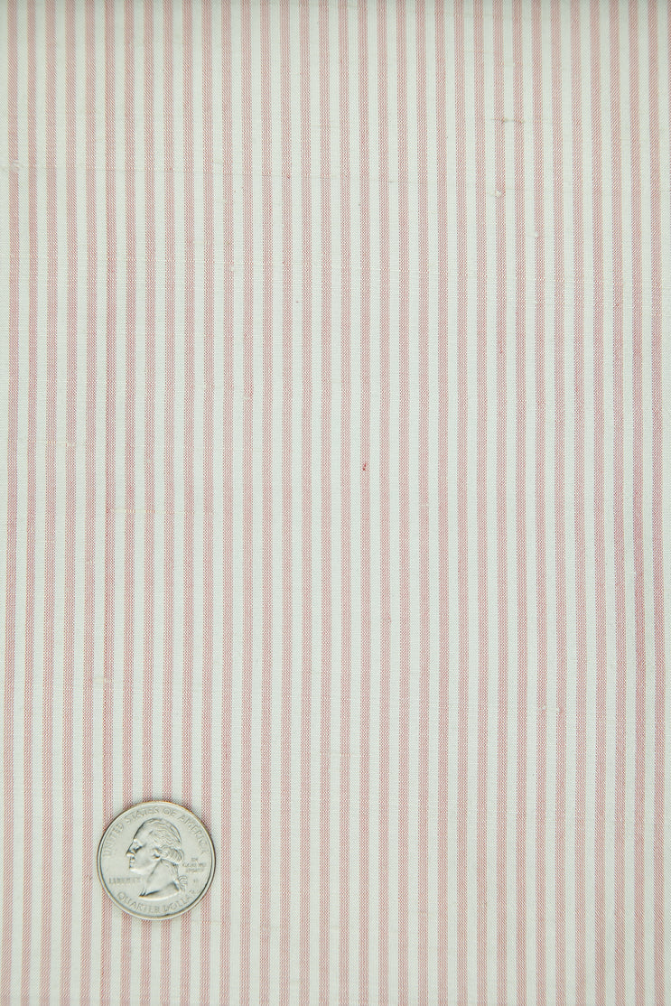 White Rose Striped Silk Shantung 357 Fabric