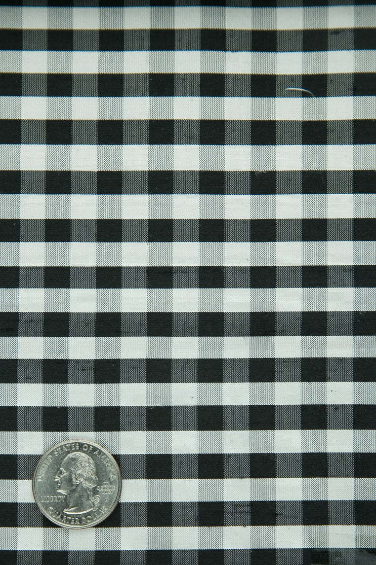 Black White Gingham Shantung 358 Fabric