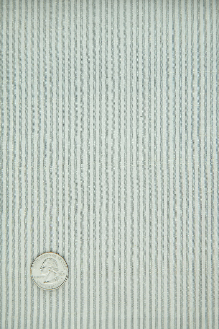 White Gray Striped Silk Shantung 359 Fabric