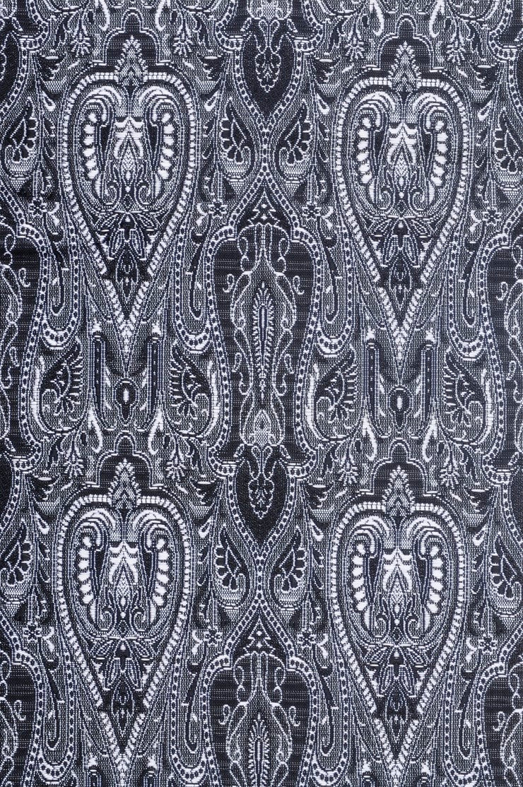 Black White Silk Brocade Fabric