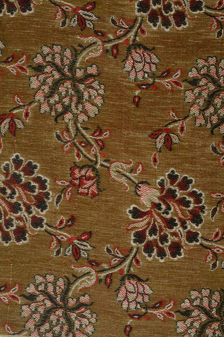 Olive Green Silk Brocade Fabric