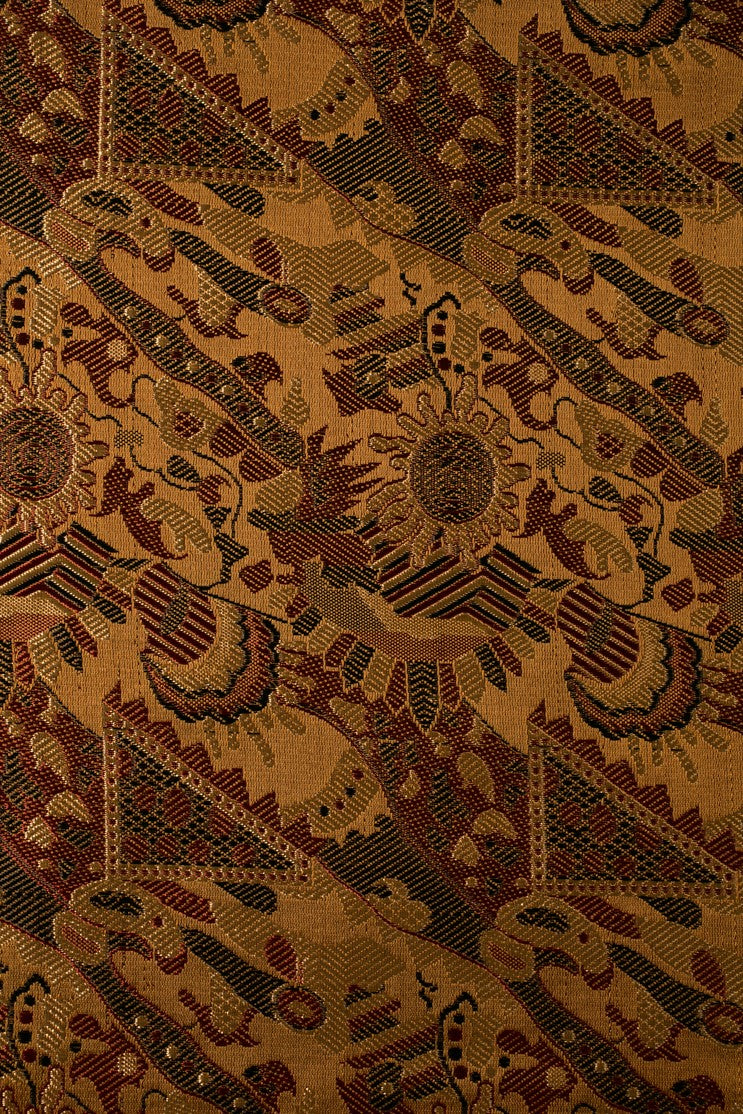 Golden Rust Brown Silk Brocade 422 Fabric