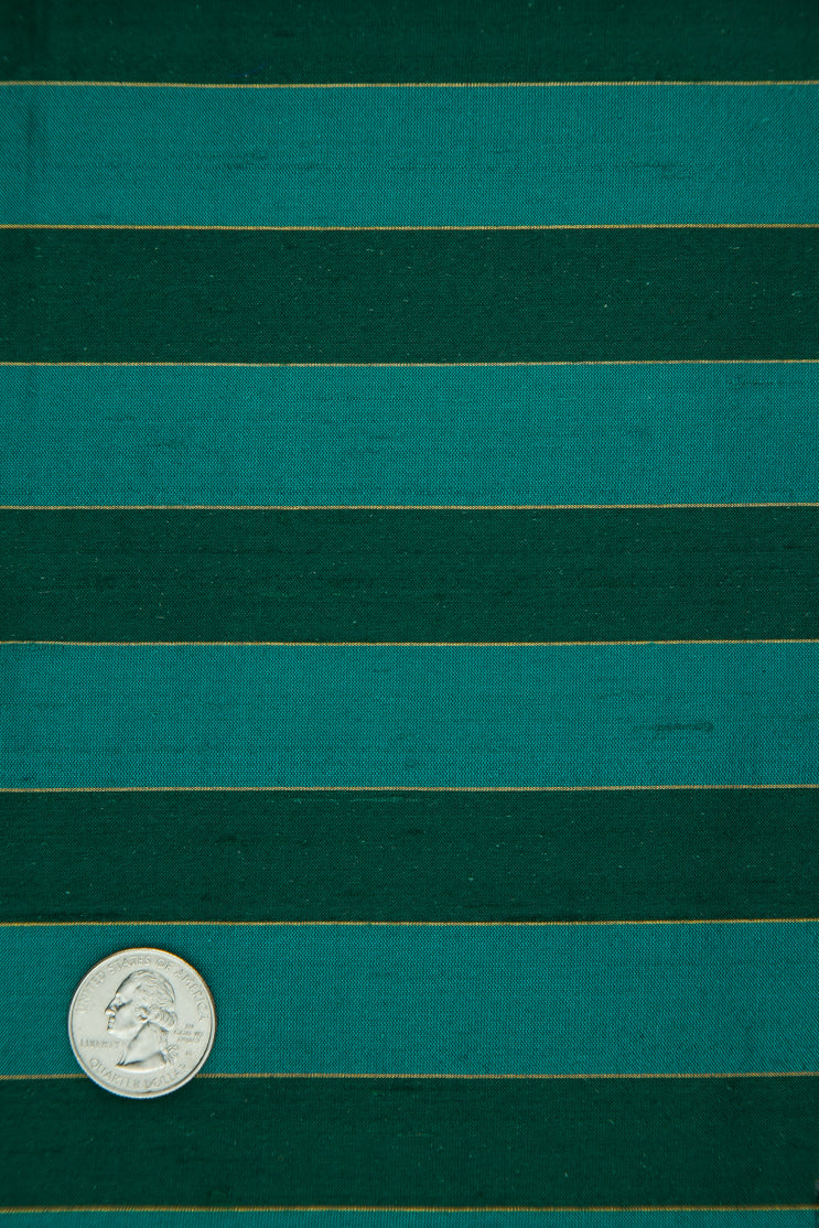 Green Turquoise Striped Silk Shantung 443 Fabric