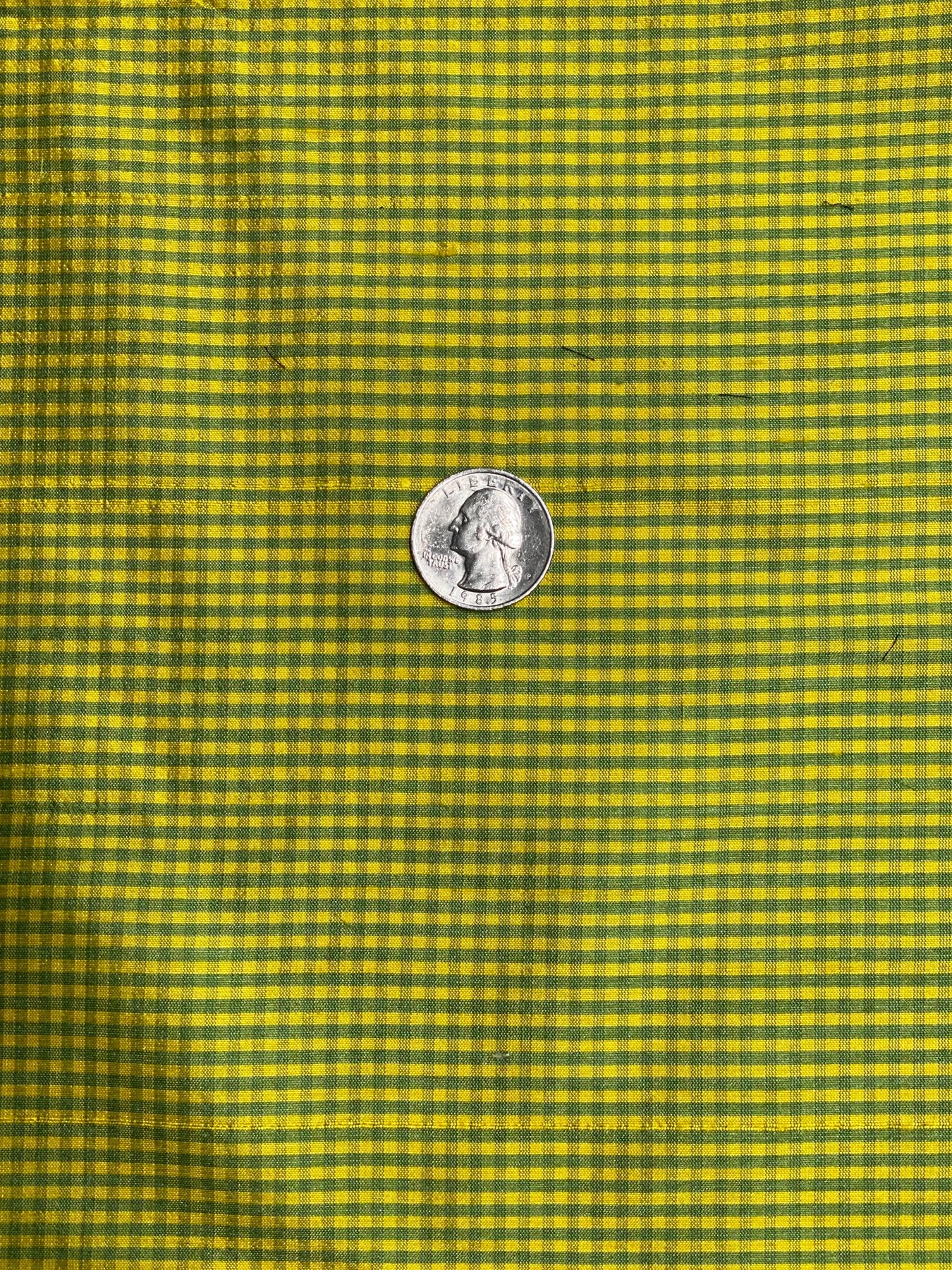 Green Yellow Gingham Shantung 464 Fabric