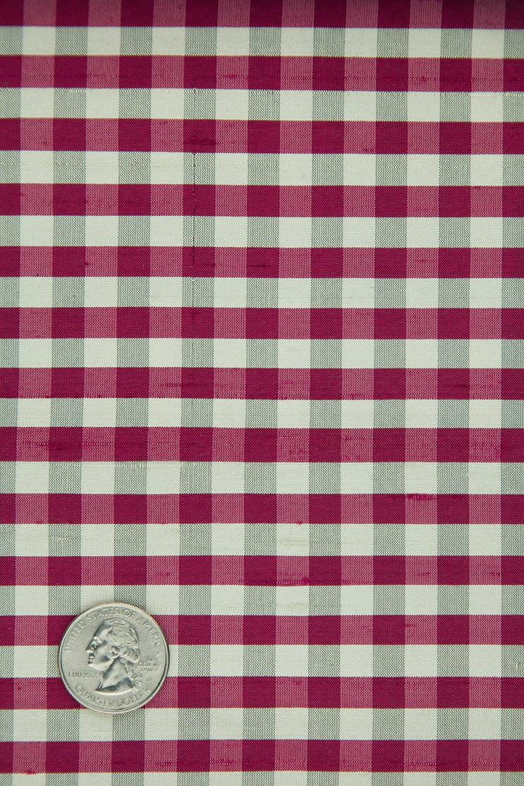 Sangria White Gingham Shantung 549 Fabric