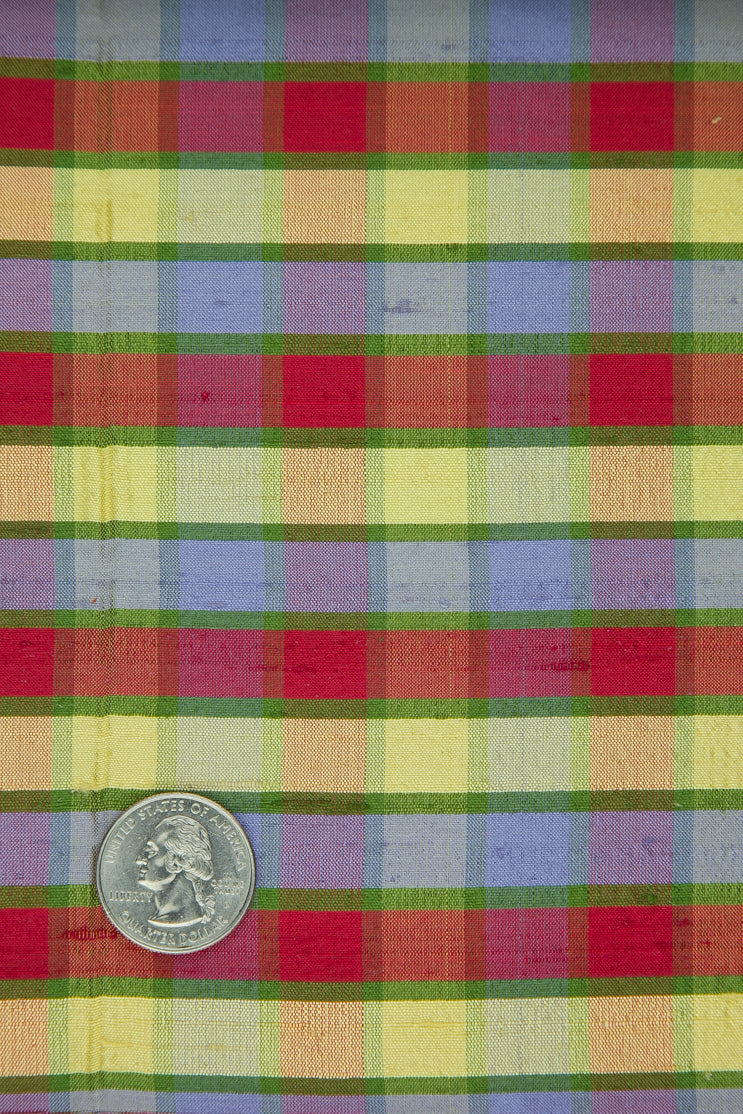 Red Yellow Tartan Silk Shantung 581 Fabric