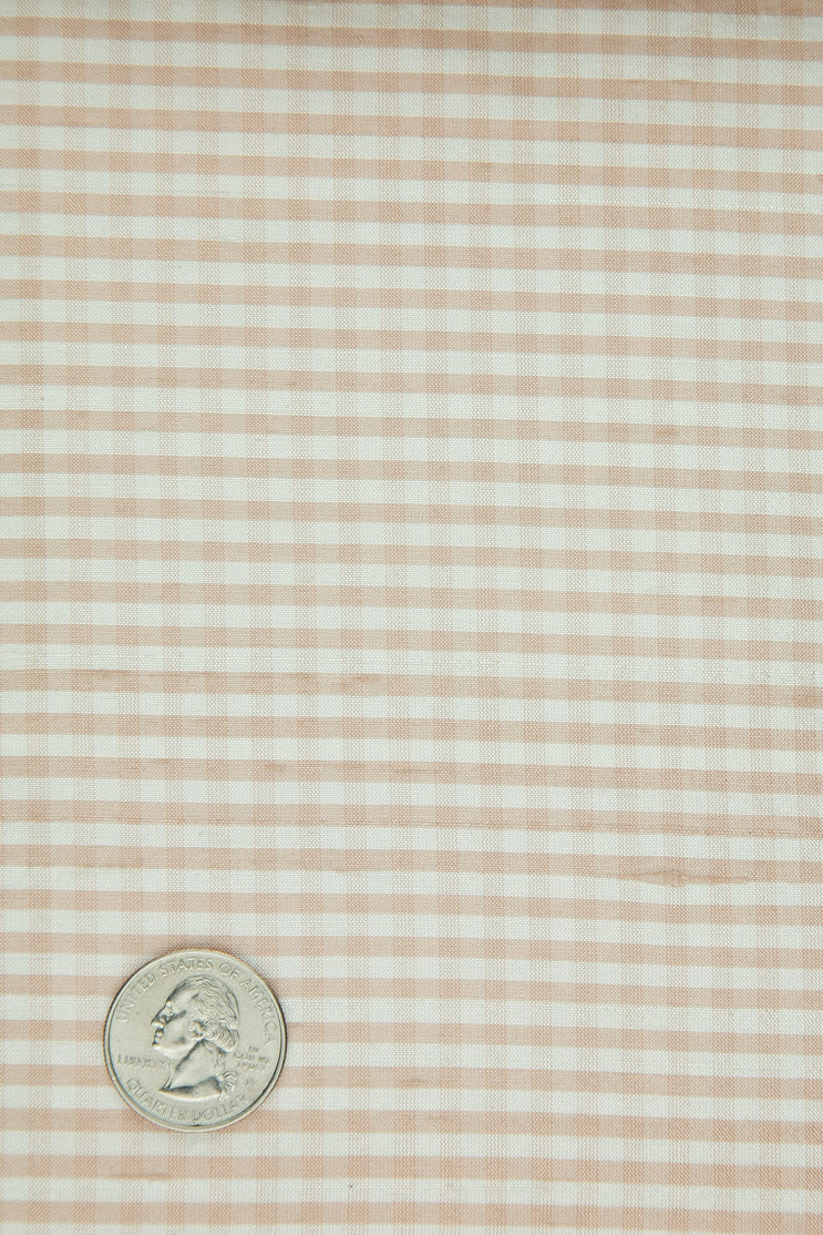 Cream Pink Gingham Shantung 614 Fabric