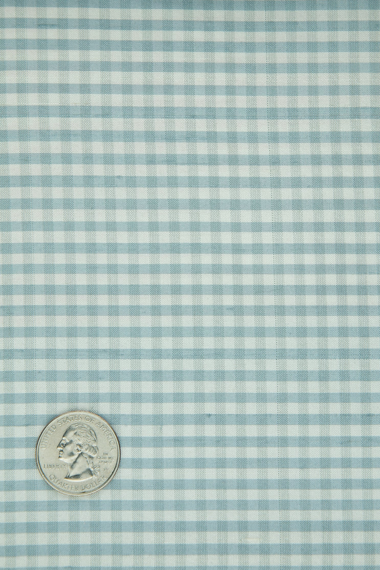Baby Blue Gingham Shantung 616 Fabric
