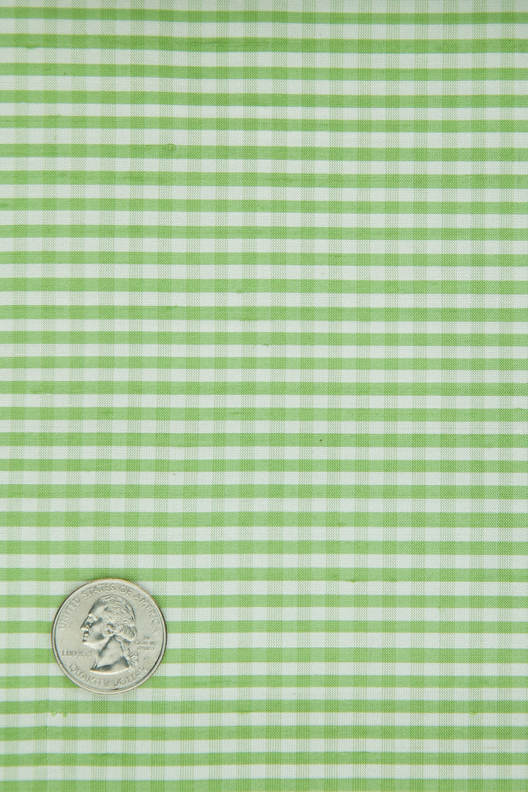 Jade Lime Gingham Shantung 622 Fabric