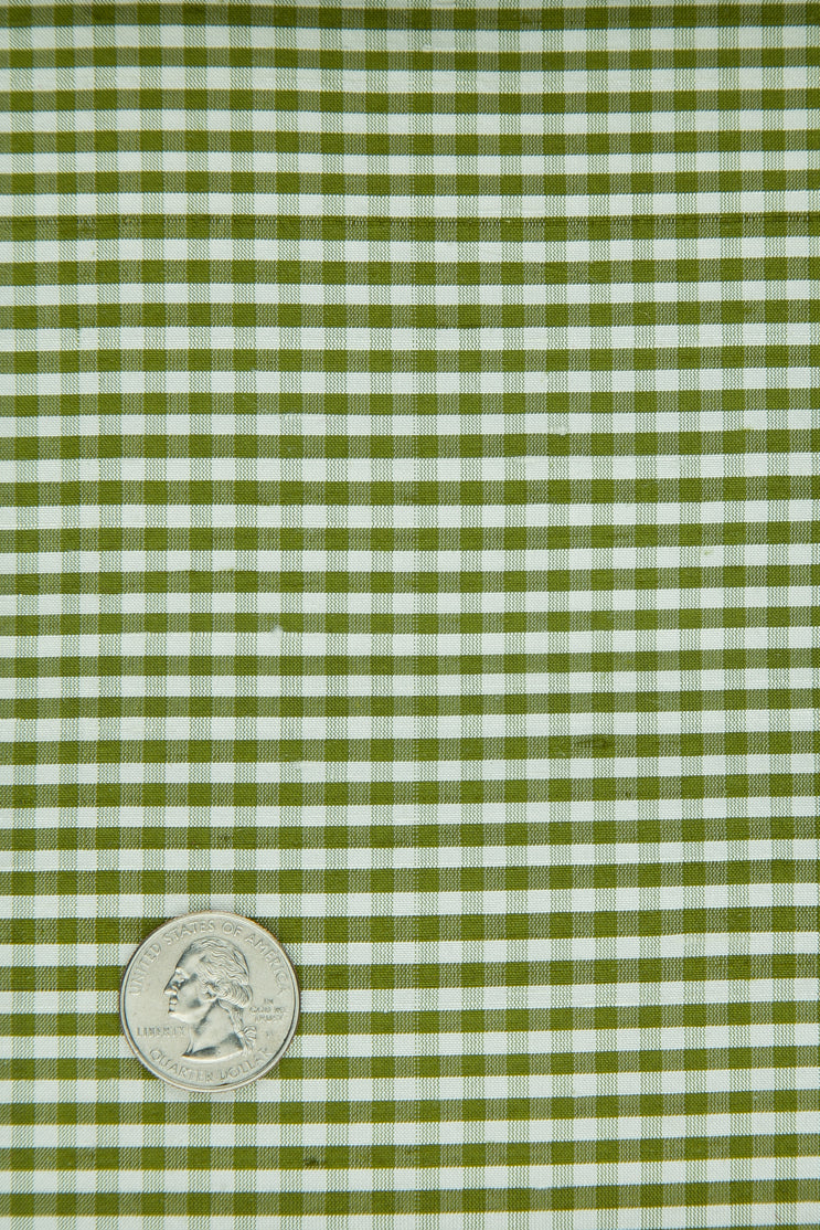 Green Moss Gingham Shantung 626 Fabric