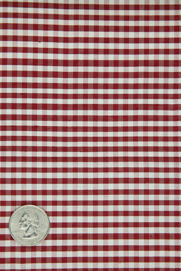 Brick Red Gingham Shantung 636 Fabric