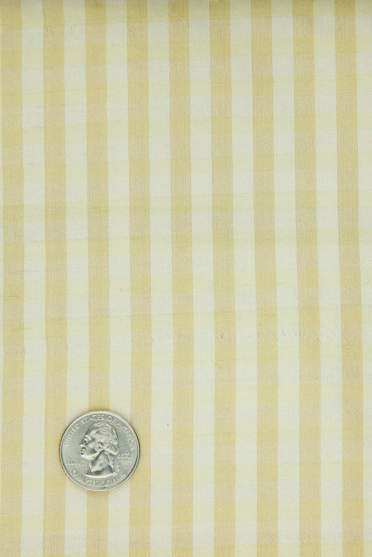 Cream Gold Gingham Silk Shantung 648 Fabric