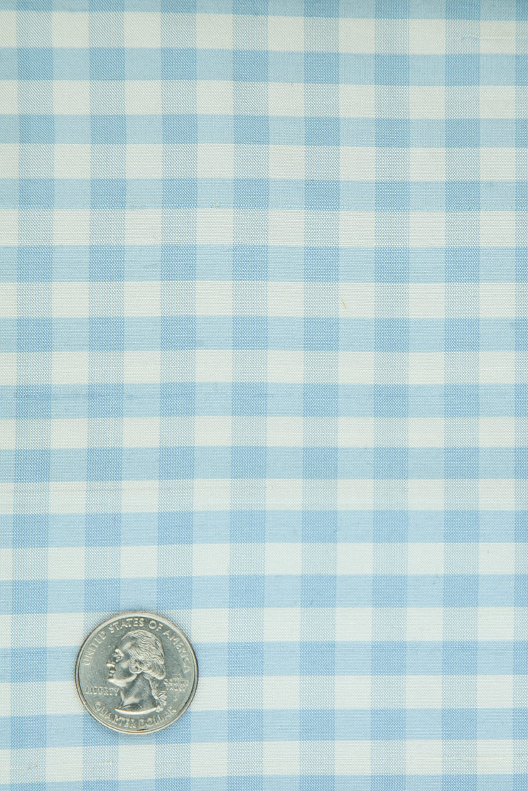 Sky Blue Gingham Shantng 656 Fabric